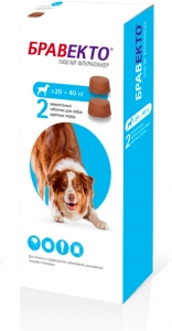 Бравекто жевательная таблетка от блох и клещей для собак 20-40кг